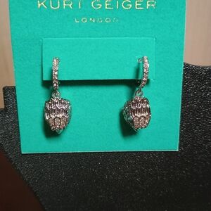 Kurt Geiger Silver Crystal Drop Earrings with dust bag